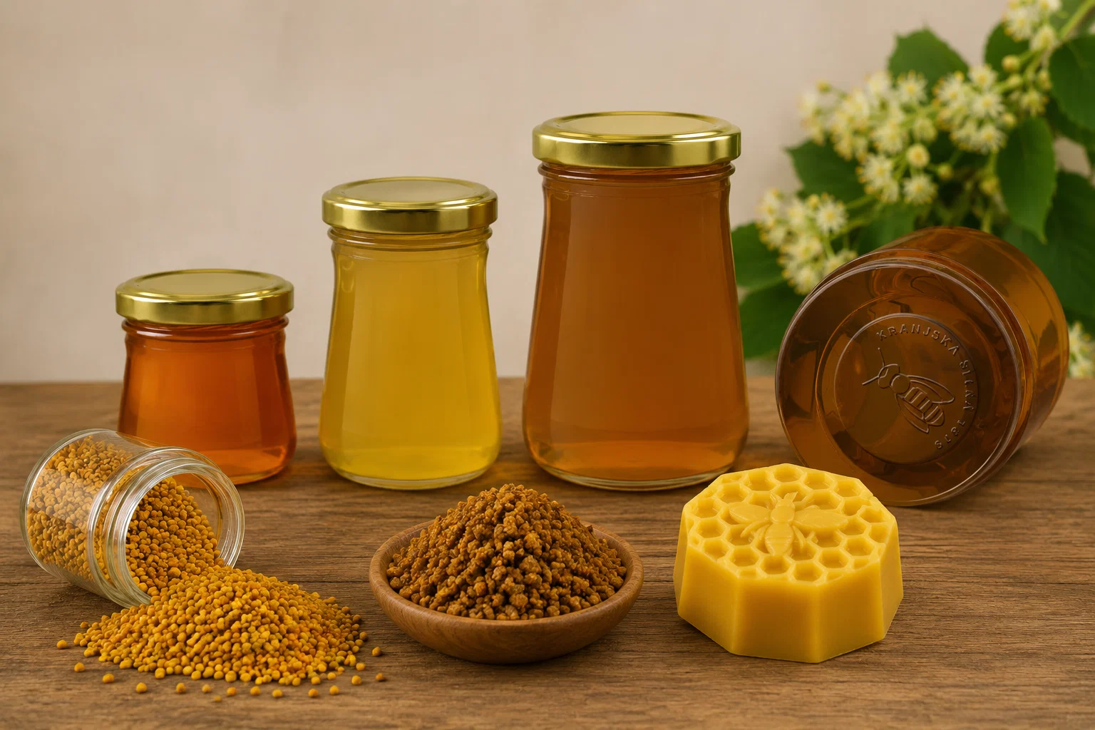 Med, cvetni prah, propolis in beeswax